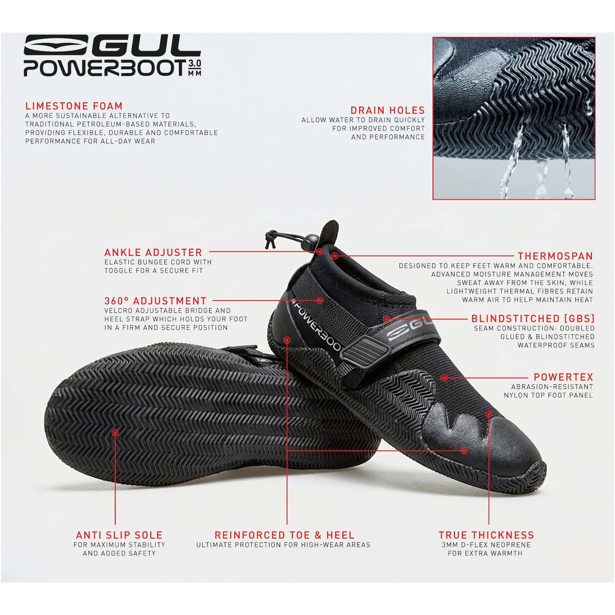 2026 GUL Strapped Power Slipper 3mm Wetsuit Shoe BO1265-B7 - Black